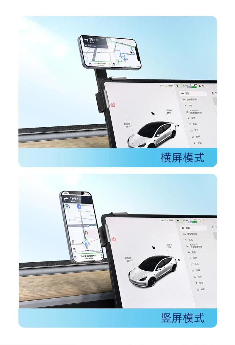 For Tesla Model 3 X Y S BYD Center Control Display Slide Rail Phone Holder Magnetic Car Phone Holder for iPhone 15 14 13 12