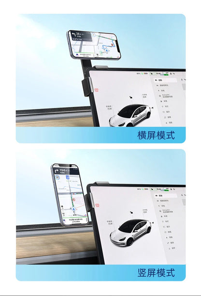 For Tesla Model 3 X Y S BYD Center Control Display Slide Rail Phone Holder Magnetic Car Phone Holder for iPhone 15 14 13 12