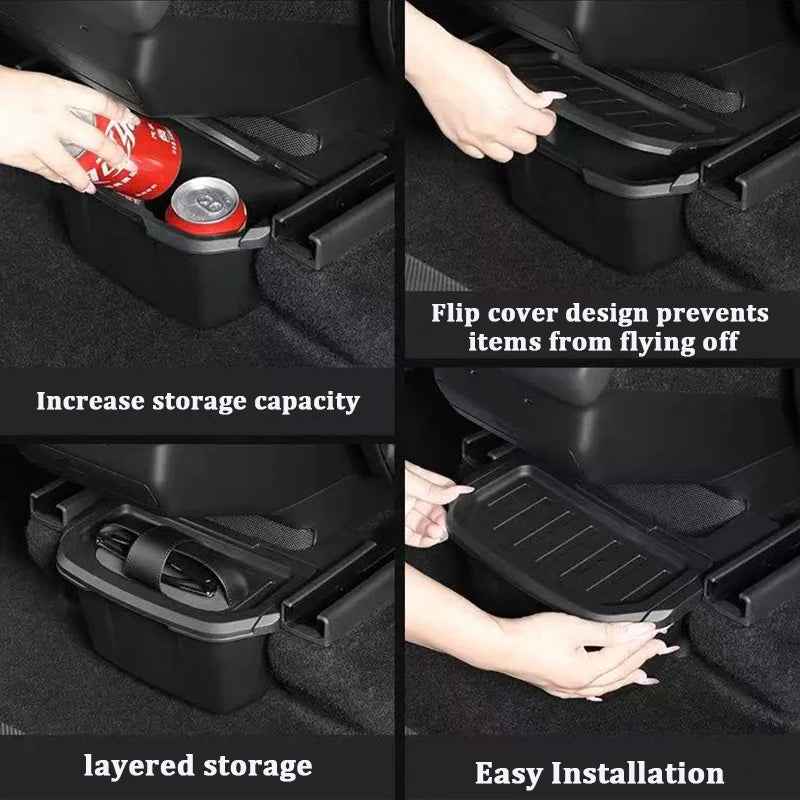For Tesla Model YL Six Seats 2026 Rear Seat Storage Box Under Air Vent Storage Case Trash Can Organizer Car Interior Accessories