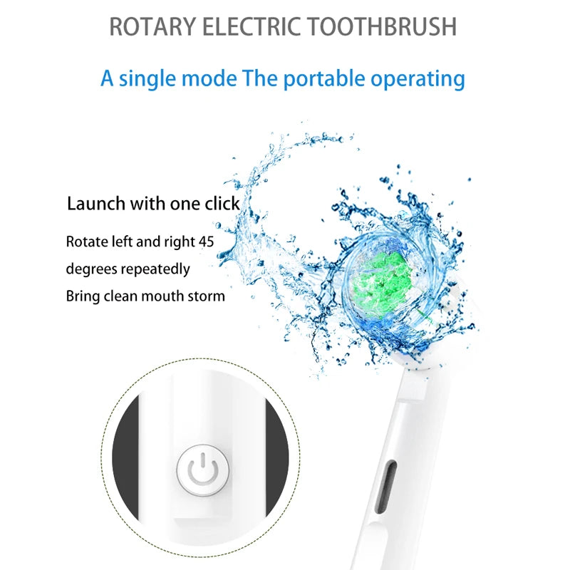 SUBORT Rotating Electric Toothbrush 3 Modes USB Fast Rechargeable Rotary Electric Toothbrush with Travel Case 2 Brush Heads