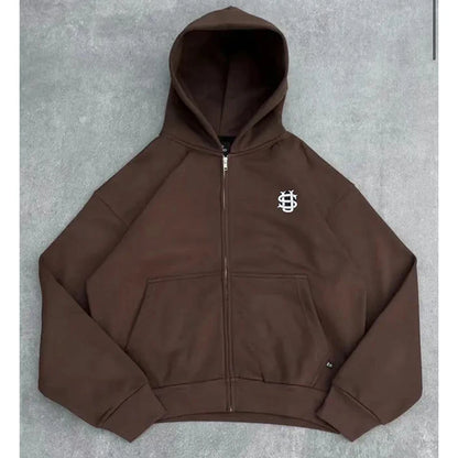 2025 New Men Clothing Tracksuit Hoodie Solid Color Warm Sweater Loose Oversized Sports Suit Pullover Pink Street Fashion