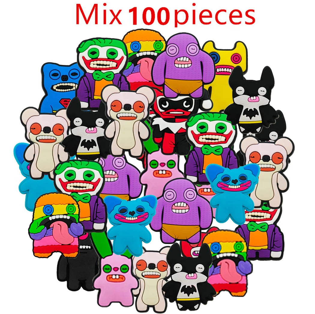 12-100Pcs Fuggler Teeth Monster Shoe Charms Pin for Clog Sandal Accessories DIY Shoe Decoration Wristband Kids Party X-mas Gifts