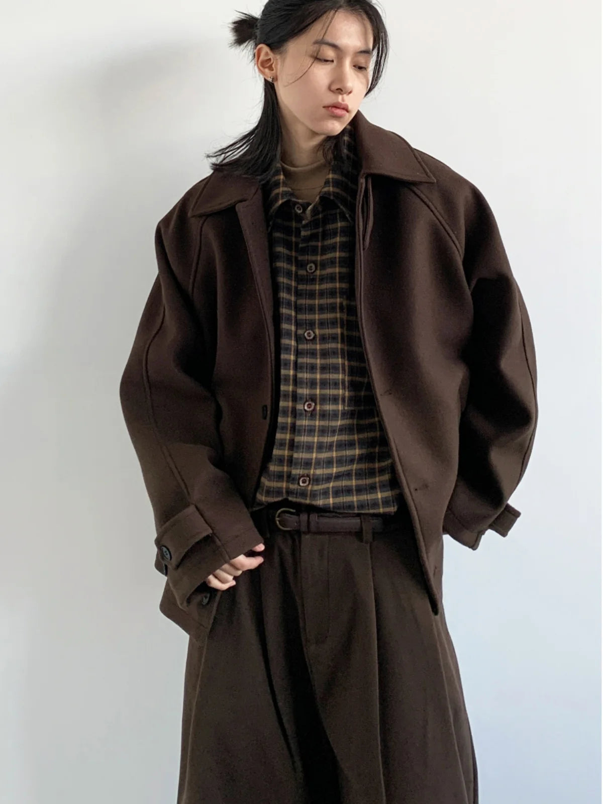 Winter 2025 New Style Japanese Retro Mermaid Woolen Coat Loose Shoulder Sleeve for Men And Women Trendy Long Sleeve Coat