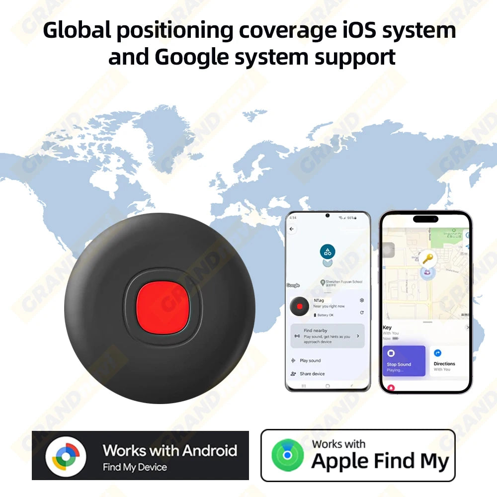 Anti-loss Smart GPS Tracker Locator Dual System Waterproof For iPhone&Android phones Works With Apple Find My Android Find Hub
