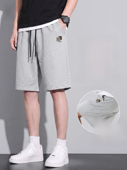 Baleno Men's Basketball Shorts Pure Cotton Sporty Casual Grey Summer Leisure Loose Fit Elastic Waist Short Length Pants