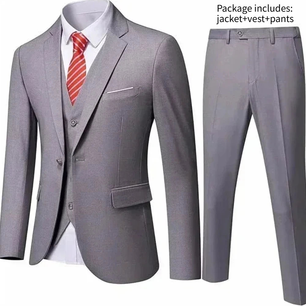Elegant Men Suit For Wedding 3 Pieces 2 Sets Jackets Vest Pants Blazers Full Fashion Slim Fit Coats 2025 Formal Classic Costume