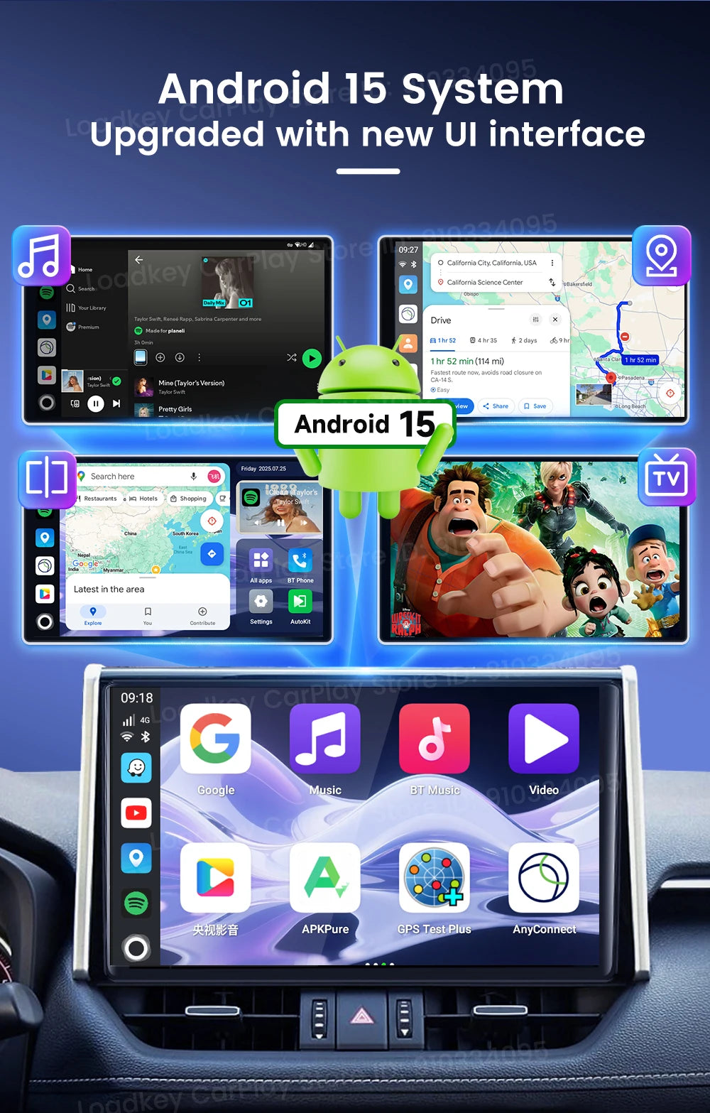 CarlinKit 3 In 1 Android 15 CarPlay Ai Box Wireless Adapter Android Auto Qualcomm SM6350 128GB 8-Core for Youtube Netflix FOTA