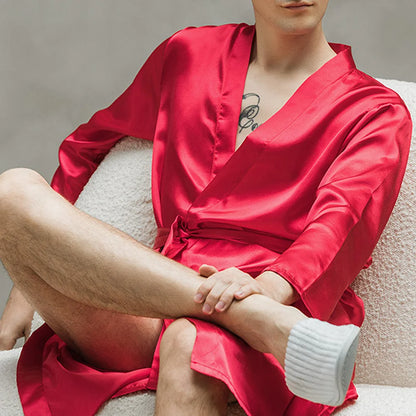Groom Robe Embroidery Satin Soft Home Bathrobe Nightgown For Men Casual Kimono Groomsman Wedding Party Sleepwear Plus Size 3XL