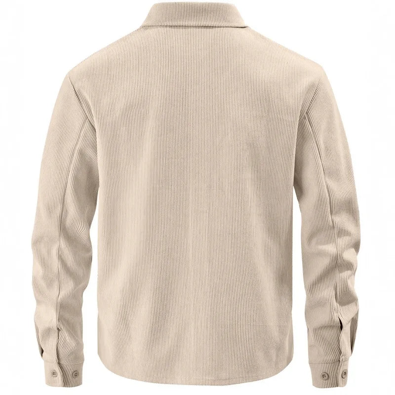 Men's Corduroy Button Down Shirt Casual Long Sleeve Work Shacket with Chest Pockets Fall Winter Fleece Lined Top
