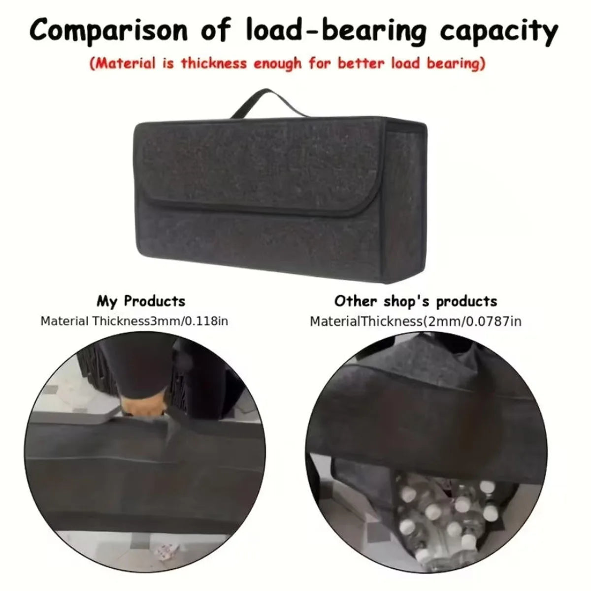 PINMOAP Car Trunk Storage Bag Foldable And Thickened Felt Box Car Storage Box Universal High-Quality And Durable Felt Fabric