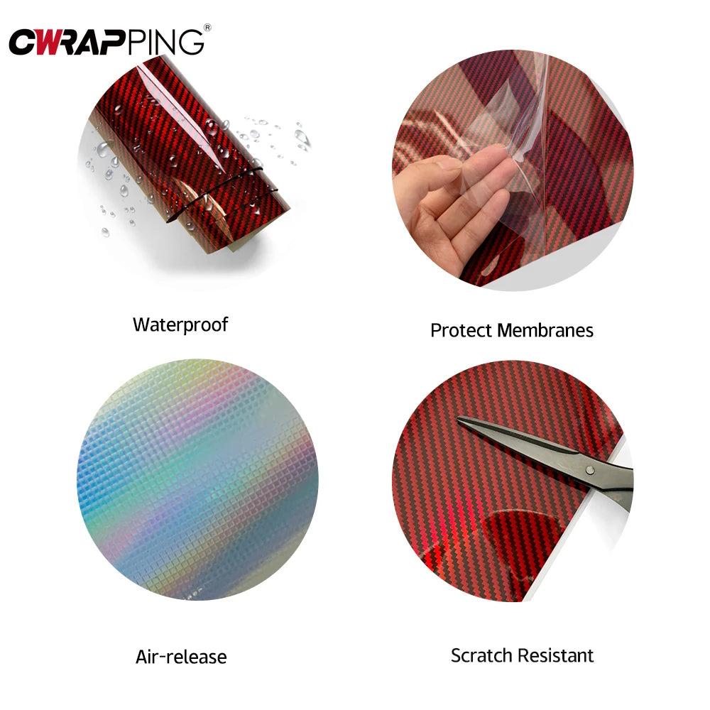 Red Series Wrap Vinyl Car Wrapping Film Bubble-free Vehicle Decoration PET Waterproof External Car Stickers Carbon Fiber Glossy