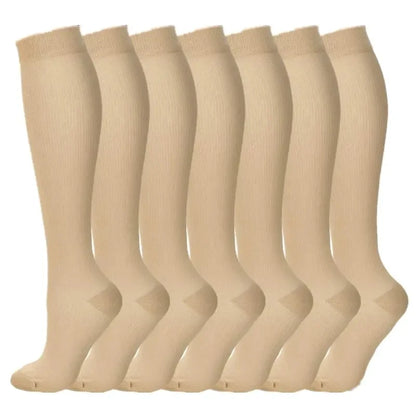 3/6/7 Pairs Compression Socks Women Medical Edema Running Socks Men Knee Length Cycling Socks  Football Basketball Outdoor trave