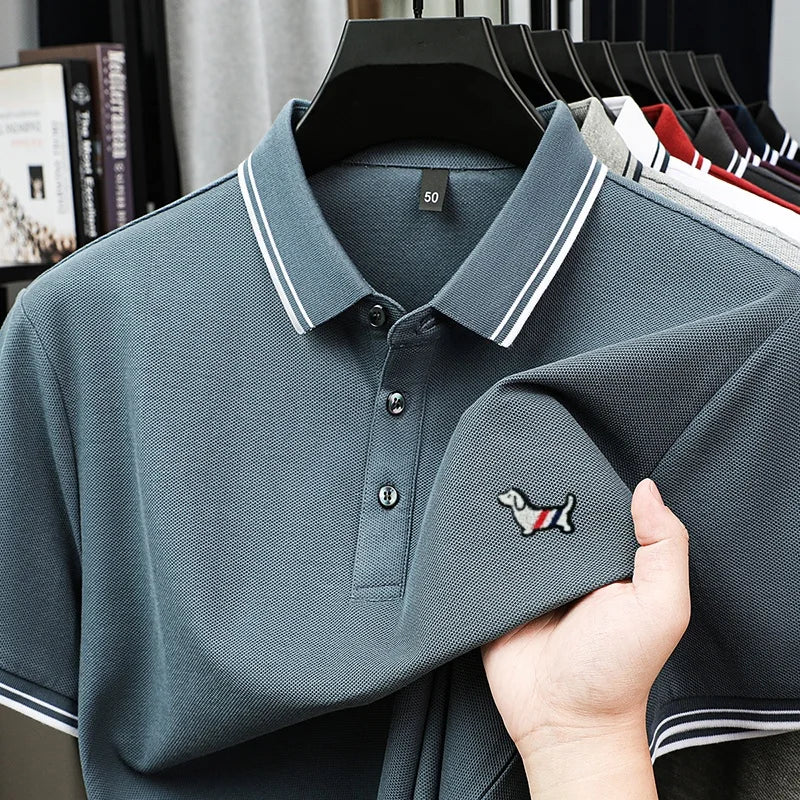 100% Pure Cotton Men's Polo T-Shirt New Style Summer Cozy Skin-Friendly Luxury High-End Commuting Short Sleeve Custom Embroidery
