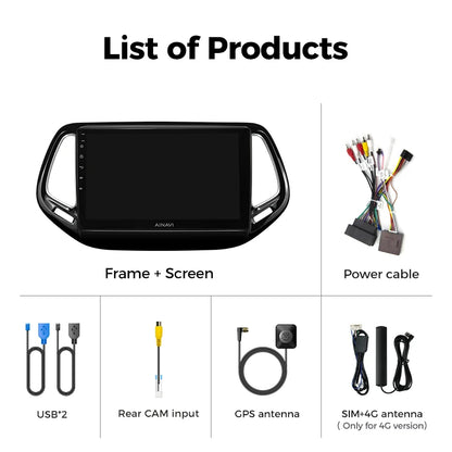 Ainavi Car Multimedia Player For For Jeep Compass 2 MP 2017 2018 2019 wireless Carplay Android Auto 4G Wifi 2din