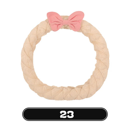 Bowknot Women's Car Seat Cover Winter Plush Warm Girl Cute Car Cushion Pink Bow Headrest Waist Car Interior Accessories