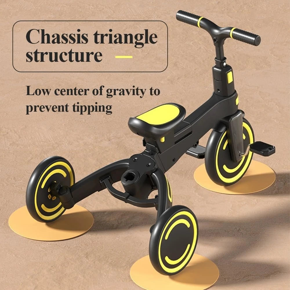 9-in-1 Push Tricycle for Toddlers Convertible Kids Trike with Adjustable Handle Safety Harness Lightweight Foldable for Boy Girl