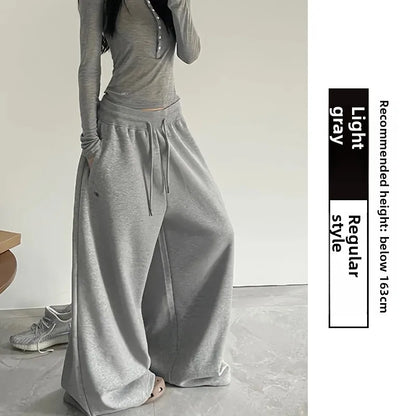American Style Lazy Girl Sports Pants Women High Waist Loose Slimming Casual Wide Leg Pants Fall New Arrival Small Size