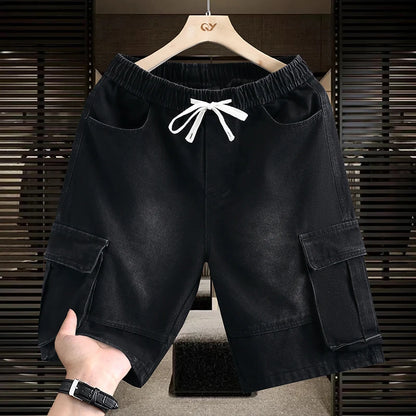 Men's Cargo Shorts New Summer Fashion Thin Cotton Blend Casual Denim 5-Point Pants Street Trendy Daily Comfortable Jean Shorts