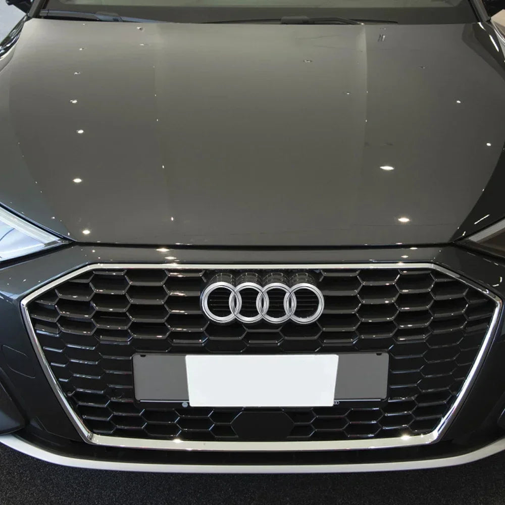 Black Silver ABS 4 Ring Car Hood Bonnet Front Grill Trunk Rear Emblem Logo Badge Sticker For Audi A3 A4 A5 A6 A7 TT Q2 Q3 Q5 Q8