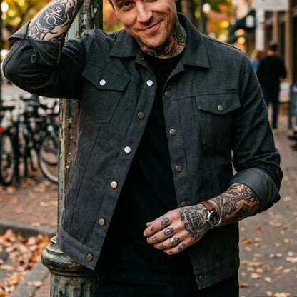 Men's New Denim Jacket Workwear Street Comfortable Denim Jacket Multi-pocket Design Denim Menswear Top Coat