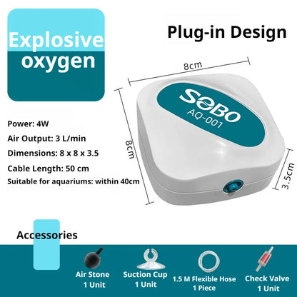 SOBO Aquarium Oxygen Air Pump Fish Tank Adjustable Air Volume High Power Oxygenator Air Compressor Aerator 220v
