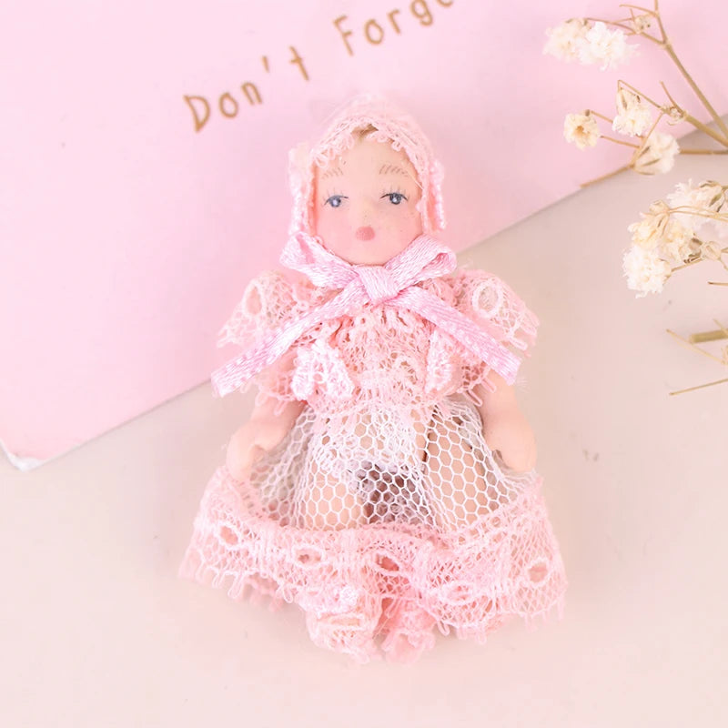 1/12 Dollhouse Miniature Porcelain Doll People Model Beautiful Youth Boy Girl Decor Doll House Toy