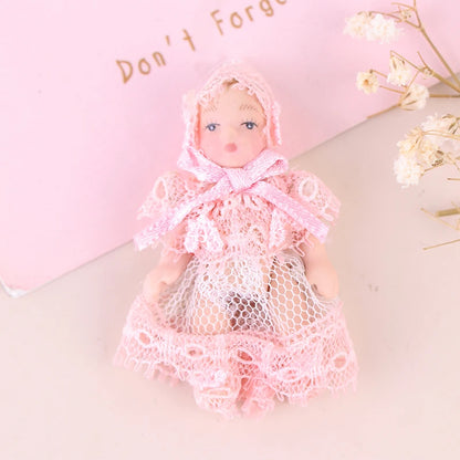 1/12 Dollhouse Miniature Porcelain Doll People Model Beautiful Youth Boy Girl Decor Doll House Toy