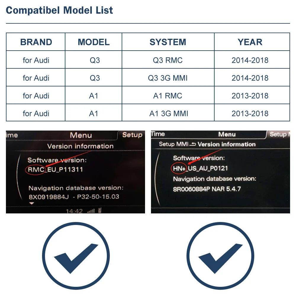 CARABC Wireless Carplay module for Audi A1 Q3 RMC HN+ 2009-2018 Year Support Android Auto autolink Airplay Rear Camera Car Play