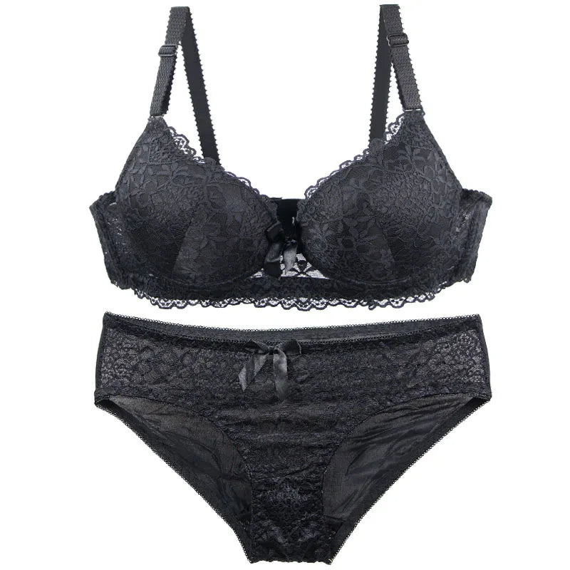 2025 New Sexy Bras Set 34/75 36/80 38/85 40/90 42/95 44/100 BC Cup Underwear For Women Push Up Bow Lingerie