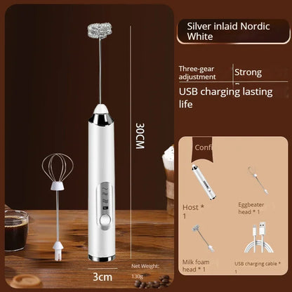Electric Milk Frother Handheld Whisks Mini Wireless USB Rechargeable Powerful Convenience Coffee Milk Whipping Kitchen