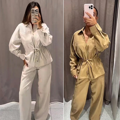Autumn Pants Sets Women's 2025 New Fashion Loose Elegant Warm Women's Sets Chic Street Travel Holiday Autumn 2-piece Suits