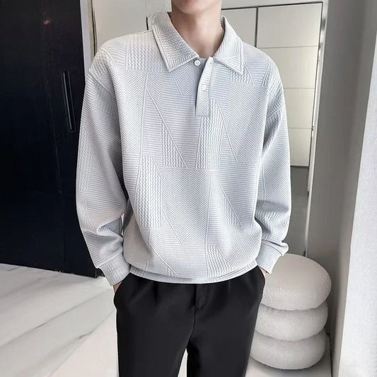 Unicolor Baggy Man Sweatshirt Long Sleeve Polo T Shirt for Men Plain Harajuku Fashion Aesthetic Emo Elasticity Tee Y2k Pullovers
