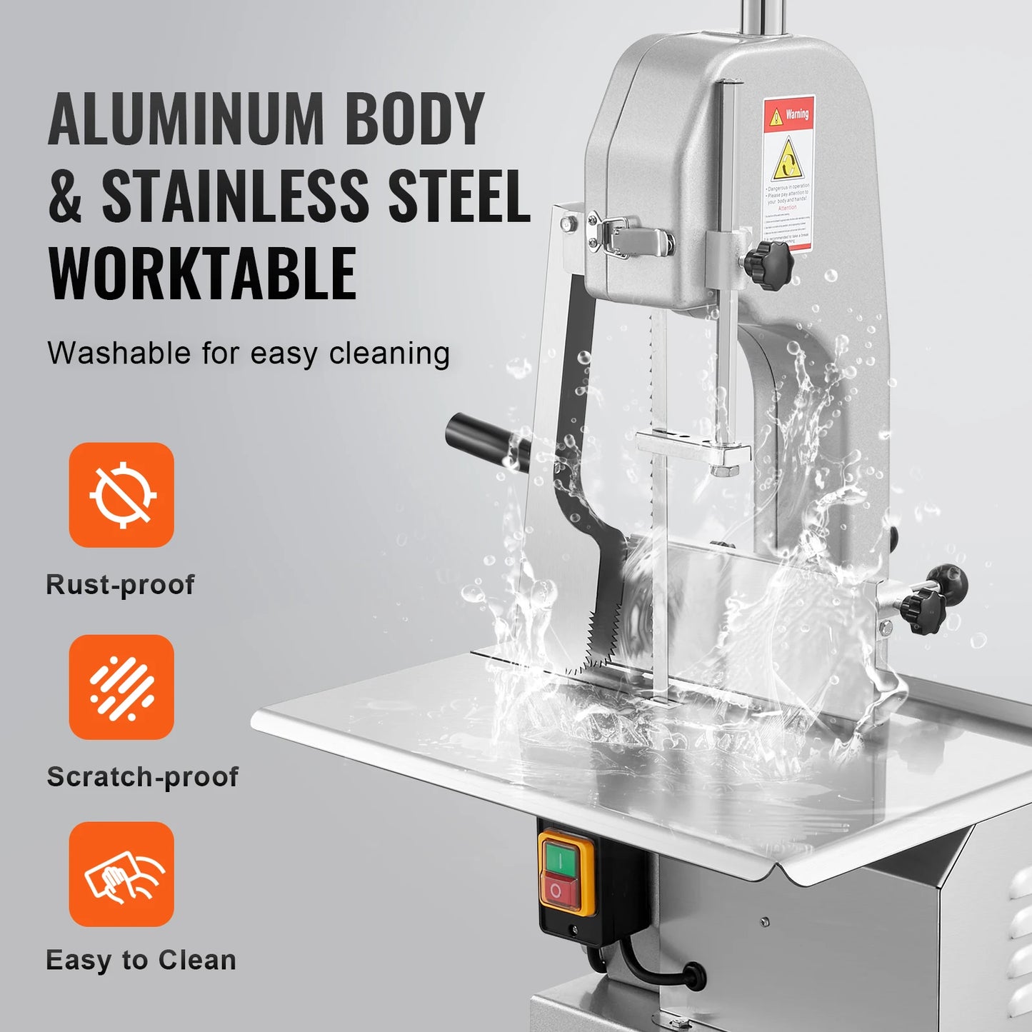 SucceBuy 650W 1800W Commercial Electric Meat Bandsaw Stainless Steel Countertop Bone Sawing Machine for Rib Pork Beef