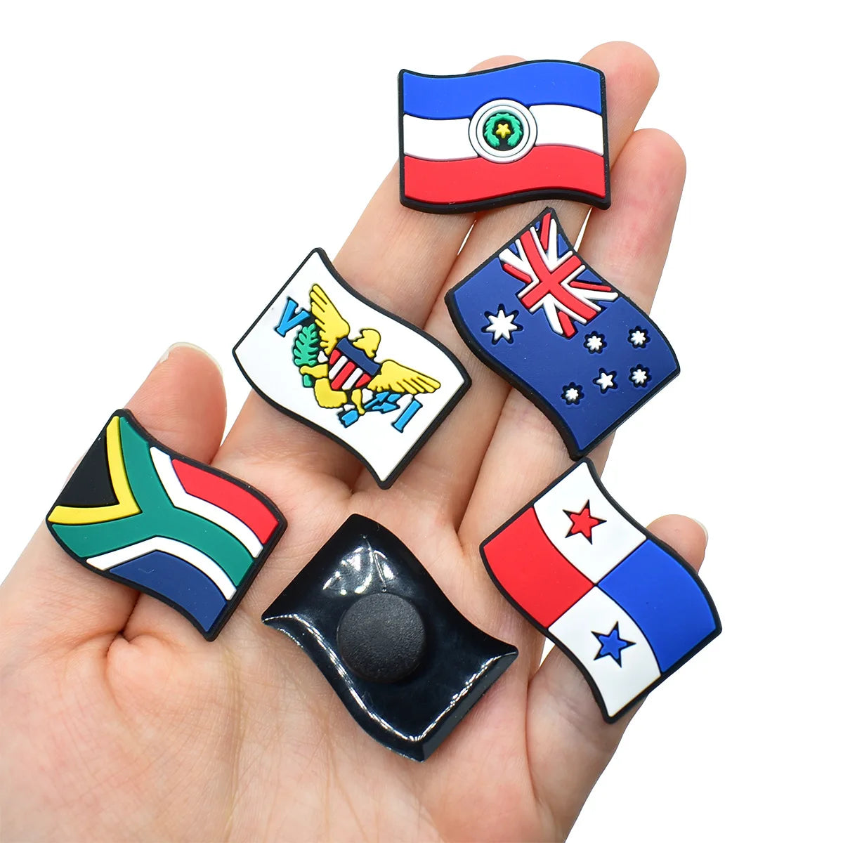 3-34Pcs National Flag Shoe Charms PVC Clog Pins Decorations for Wristbands Sandals DIY Accessories