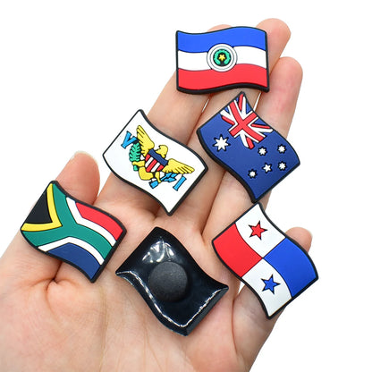 3-34Pcs National Flag Shoe Charms PVC Clog Pins Decorations for Wristbands Sandals DIY Accessories