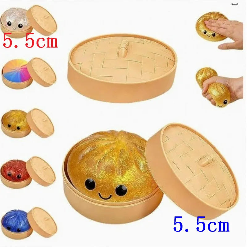 5.5/8.5cm Stress 1-12Pcs Dumpling Squash Toy Dampaline Squishy with Box Dumplings Sensory Squeeze Toy for  Relief Gift Birthday