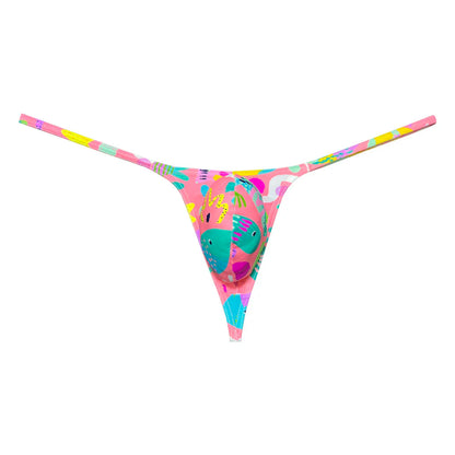 Mens G-String Underwear Thong Multicolor Print Men Low Rise Bikini Briefs Pouch Breathable Thong for Men Quick-dry Mini Panties