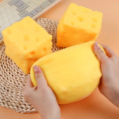 .Giant Cube Cheese Squeeze Toy Simulation Extra Large Size Cheese Fidget Toy Slow Rebound Shapeable Venting Ball for Adult Gifts