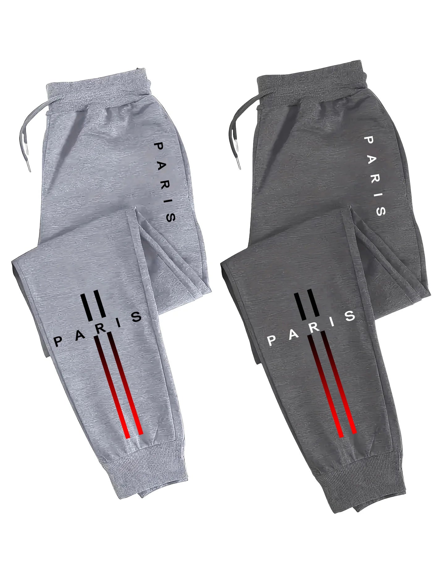 2-Pack Men's Polyester Joggers, Drawstring Waist, Wrinkle-Resistant, Breathable, Slim-Fit, Cuffed Hem, Drop-Dead Drape,