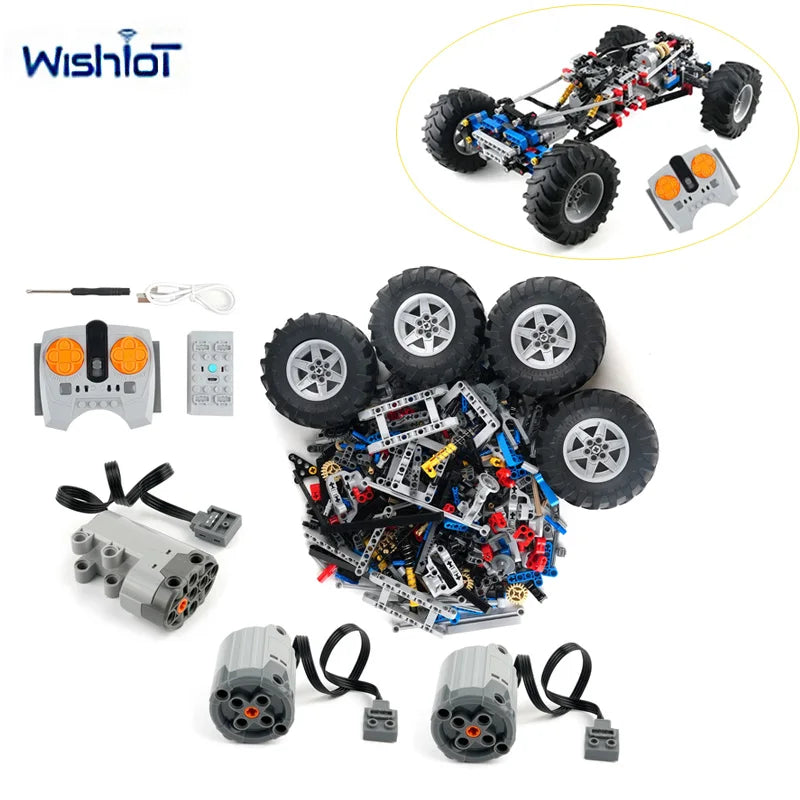 Four-wheel Drive Vehicle Chassis Technology Building Blocks Boys Compatible RC Motor Assembly Car Puzzle MOC Bricks Toys Gifts