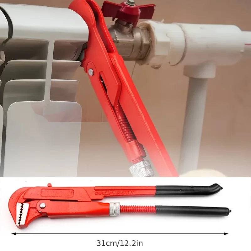 Heavy Duty 90° Adjustable Pipe Wrench 30.99/41.91/52.07cm Alloy Steel, for Automotive/Ship/Household/Mechanical Repair