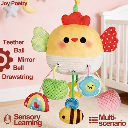 Nibbled Drawstring Mirror Cheer Baby Bed Hanging Toy Cartoon Animal Bedbell Pendant Soft Stroller Car Seat Crib Sensory Learning