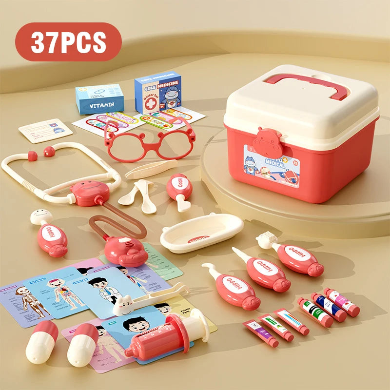 Kids Doctor Set Pretend Play Girls Boys Simulated Nurse Doctor Stethoscope Injection Home Medical Toolbox Toys for Children Gift