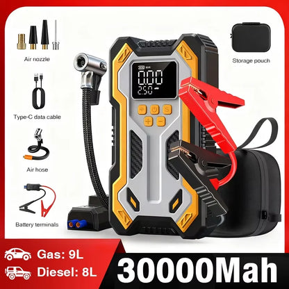 Portable Car Jump Starter 6000A Air Compressor 160PSI, Auto Tire Inflator Battery Booster for 9.0L Gas 6.5L Diesel Car SUV Truck