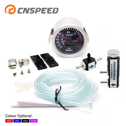 CNSPEED 2 "52mm Turbo Boost Gauge -1-2 Bar Car Smoke Len With Adjustable Auto Turbo Boost Controller Kit 1-30 PSI