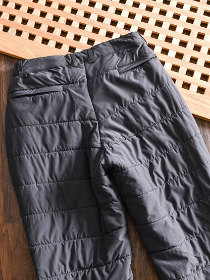 Thickened Quilted Men's Cotton Pants Fleece Lined Casual Long Trousers Warm Winter Autumn Wear Comfortable Breathable