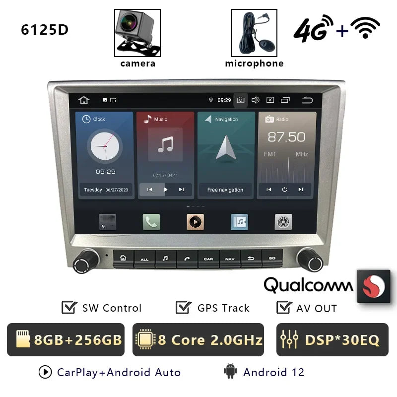 CHSTEK Car Radio Wireless Carplay Qualcomm for Porsche 911 997 Boxster Cayman 987 Auto Android 13 Multimedia Player Navigation