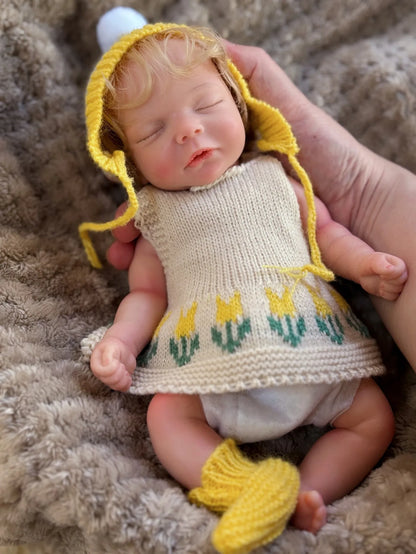 1 PC 10inch Open Mouth Reborn Silicone Girl With Rooted Hair Waterproof Newborn Baby Girl Lifelike Painted Realistic Doll Toy