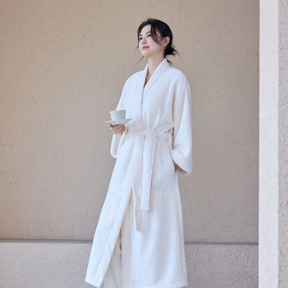 Thi Coral Fce Spwear Long Sle Women's Robe Warm Sexy Pure Desire Couples Bath Robe Men's Sle Home Comfort Wear