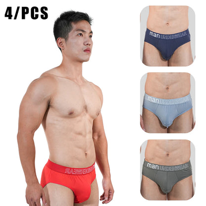 4pcs Mens Briefs Underpants Loose Plus Size Briefs Mid Waist Black Gray Sports Underwear Heavyweight Boys Breathable Panties 6XL